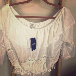 Off the shoulder white